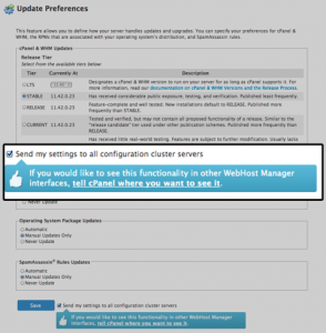 Send your settings from Update Preferences interface to multiple servers.