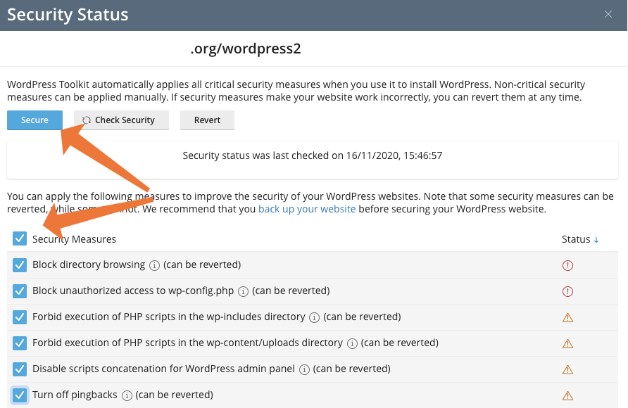 cPanel single click secure WordPress