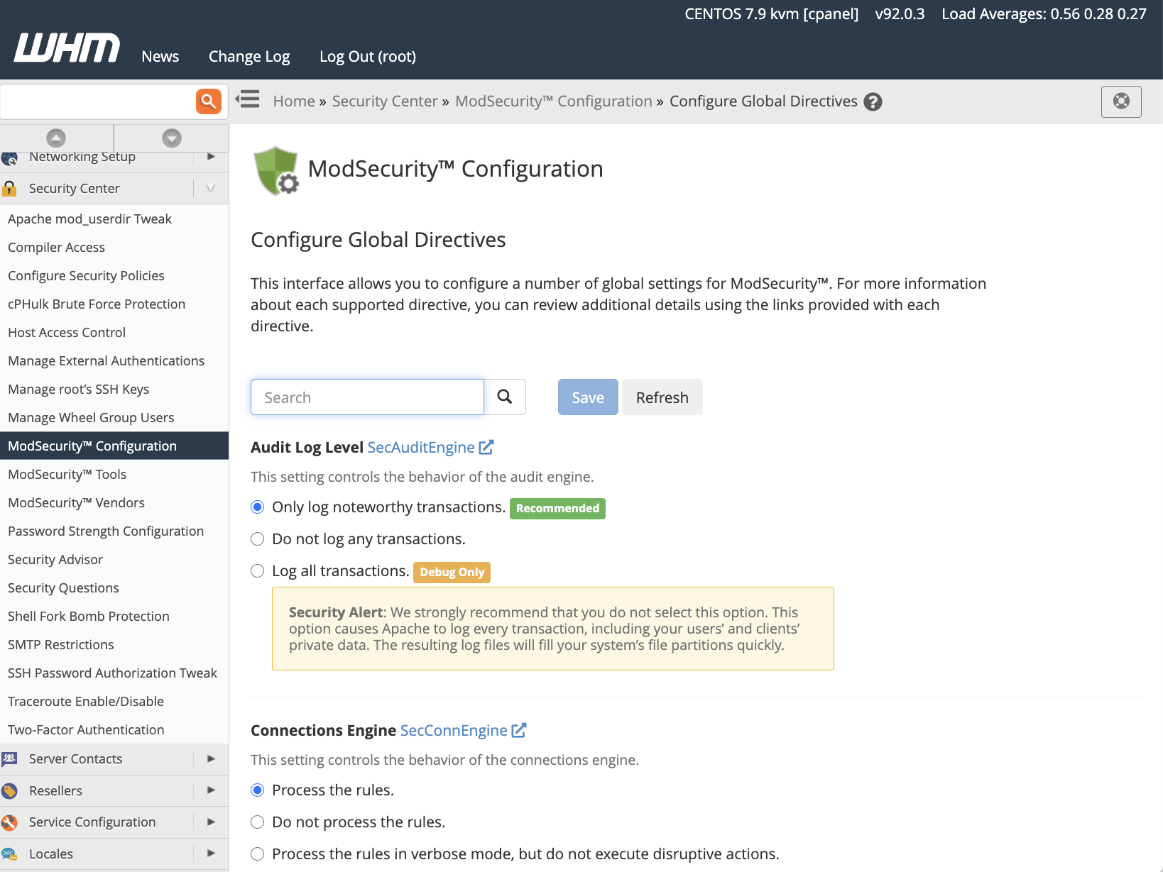 cPanel ModSecurity Configuration