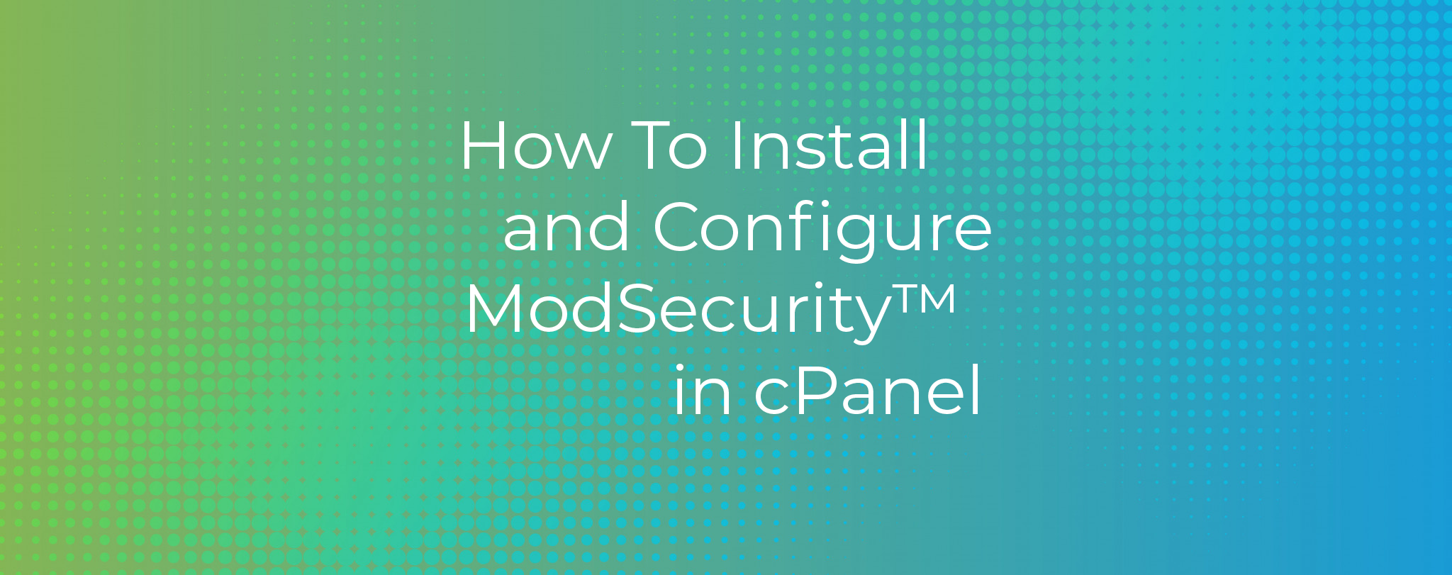 How To Install and Configure ModSecurity™ In cPanel