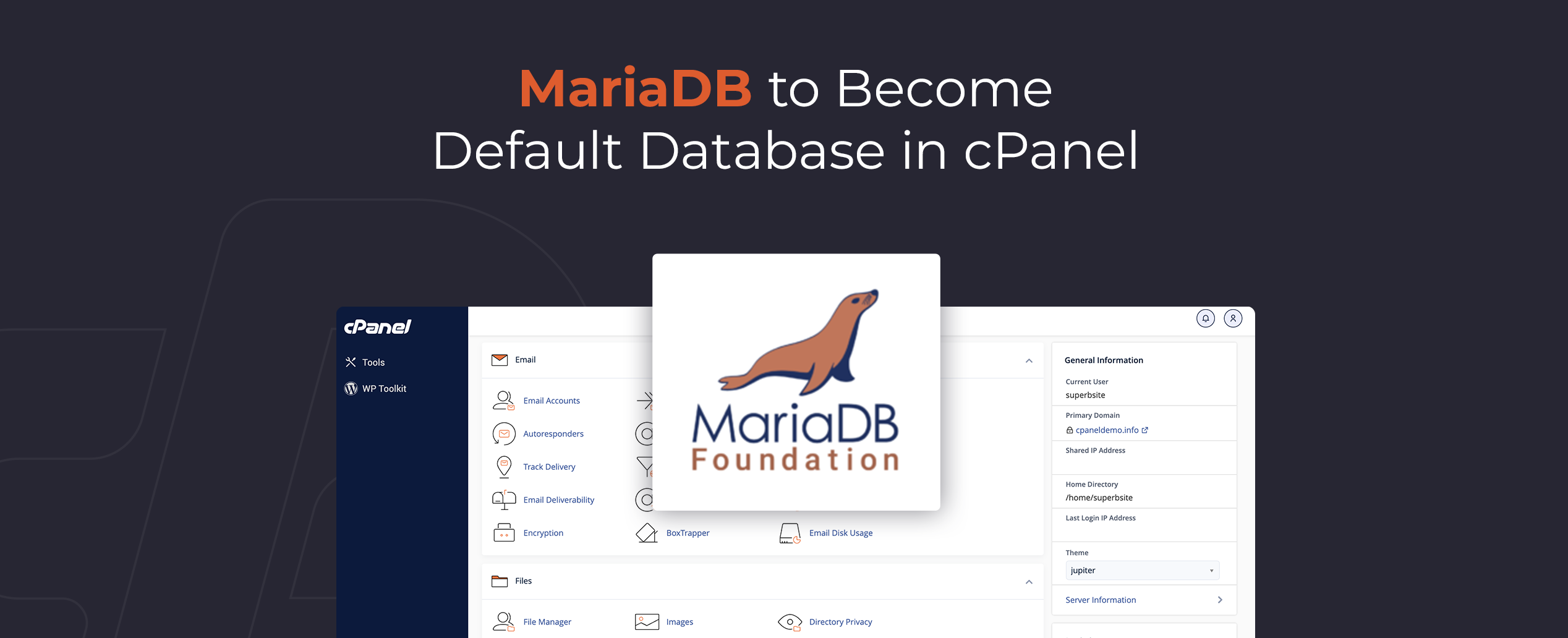 MariaDB default database in cPanel